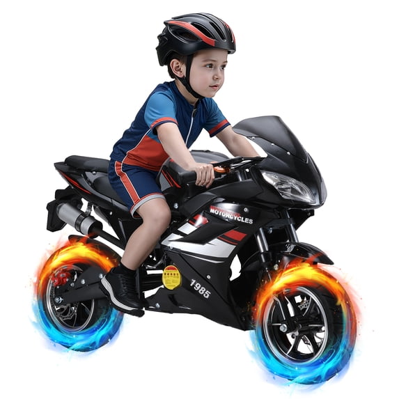 Dapmiu Quiet 4-Stroke Kids Motorcycle - Diaphragm Carburetor No Leakage, Hydraulic Suspension & Comfortable Seat Cushion Black