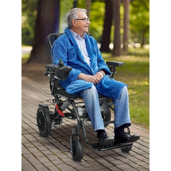 Dapmiu Ultra-Lightweight Electric Wheelchair 23kg Only, Aluminum Alloy Frame Folds Quickly, Dual 250W Motors 20+ km Range, 110kg Capacity Honeycomb Tires, Flip-Up Armrests Fits Car Trunk