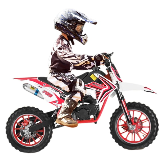 Dapmiu Youth Off-Road Motorcycle - 49CC 2-Stroke Engine with Shock Absorption Springs, 1.8L Fuel Tank & Alloy Handlebars Red