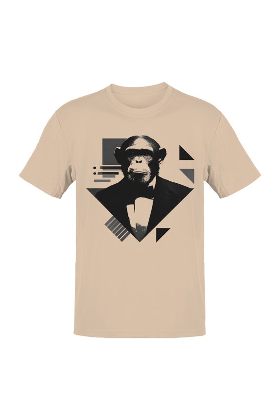 Dapper Chimp Portrait Graphic Men's Natural T-Shirt