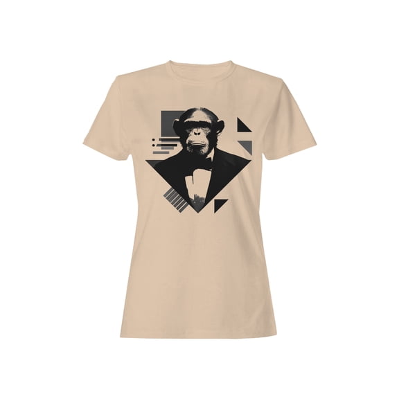 Dapper Chimp Portrait Graphic Women's Natural T-Shirt