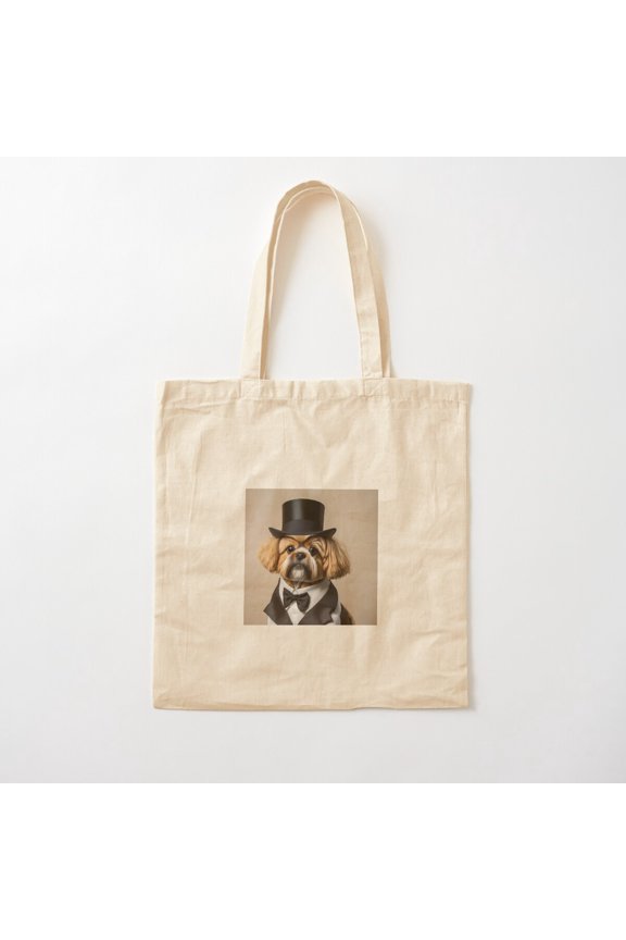 Dapper Dog Canvas Tote Bags, Reusable Shopping Bag