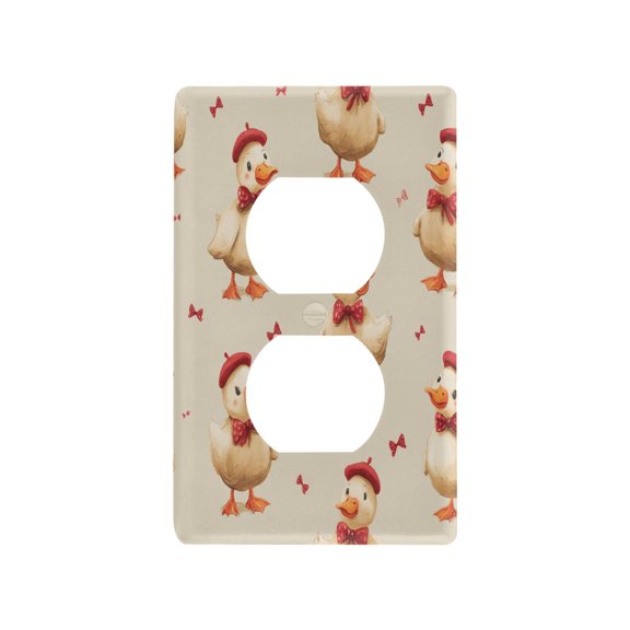 Dapper Duck Pattern Decorative Wall Plate, Flame Retardant PC Plastic Light Switch & Outlet Cover with Mounting Screws Fits Duplex Outlets