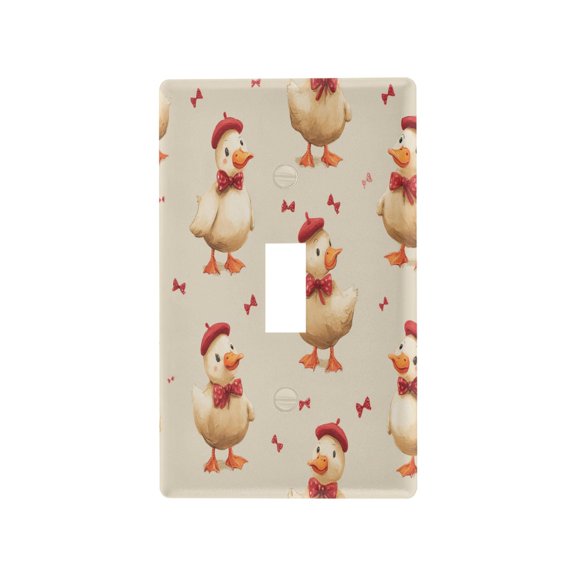 Dapper Duck Pattern Decorative Wall Plate, Flame Retardant PC Plastic Light Switch & Outlet Cover with Mounting Screws Fits Toggle Switch