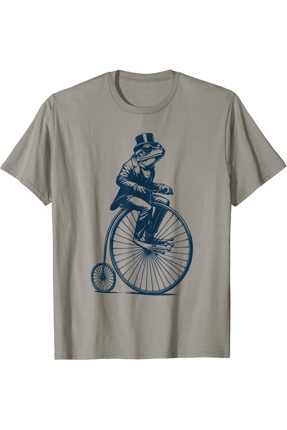 Dapper Frog riding a Vintage Penny-Farthing Bicycle Cyclist T-Shirt, Unisex T-Shirt