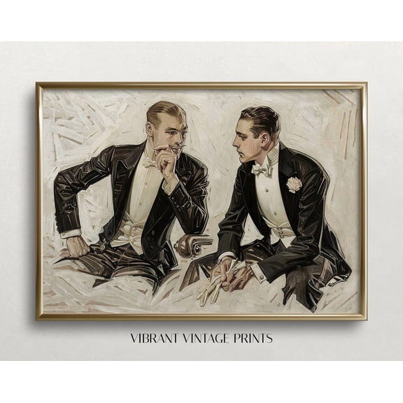 Dapper Men Vintage Wall Art Man Cave Decor Bar Wall Decor Advertisement Man In Tuxedo Printable Wall Art #232 ,Decor For Living Room Bedroom, 24x36 UNFRAMED