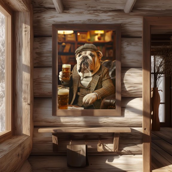 Dapper Pub Print, In Suit With Beer Poster, Home Bar Wall Art , Poster Print Only