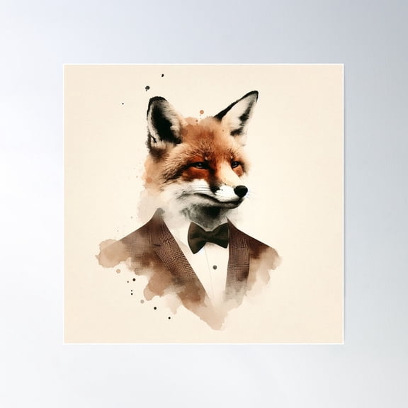 Dapper Red Fox Poster Wall Art, Modern Wall Decor For Living Room Bedroom, 30x30 UNFRAMED
