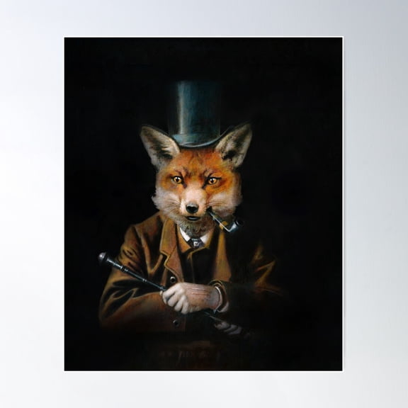 Dapper Victorian Fox Poster Wall Art, Modern Wall Decor For Living Room Bedroom, 8x12 UNFRAMED