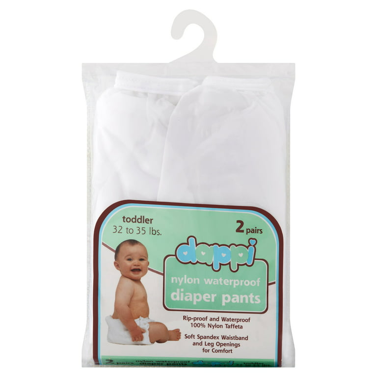 Dappi Waterproof 100% Nylon Diaper Pants, White, X-Large (2 Count) 