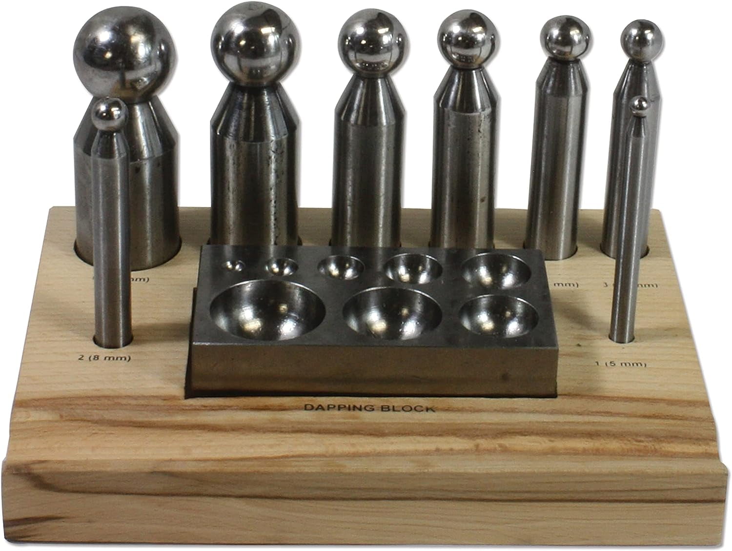 Dapping Set Includes Steel Punches, Sizes 5Mm27Mm Steel Block With