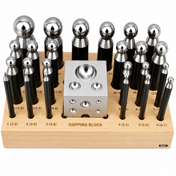 Dapping Set Punches & Block Steel Forming 24pc for Jewelry Repousse Silversmith