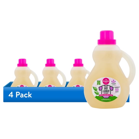 (4 pack) Dapple Baby Laundry Detergent, Lavender Scent, 50 fl oz Bottle