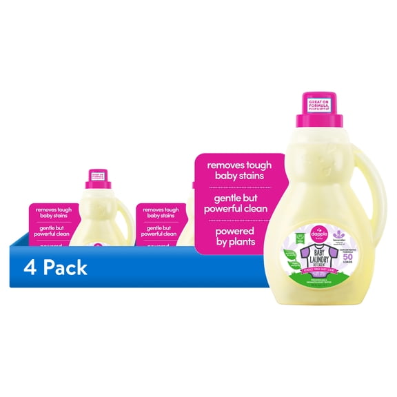 (4 pack) Dapple Baby Laundry Detergent, Lavender Scent, 50 fl oz Bottle