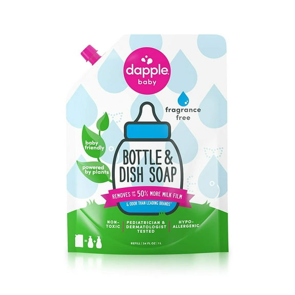 Dapple Bottle & Dish Soap Refill Pack Fragrance Free 34 oz Pack of 3