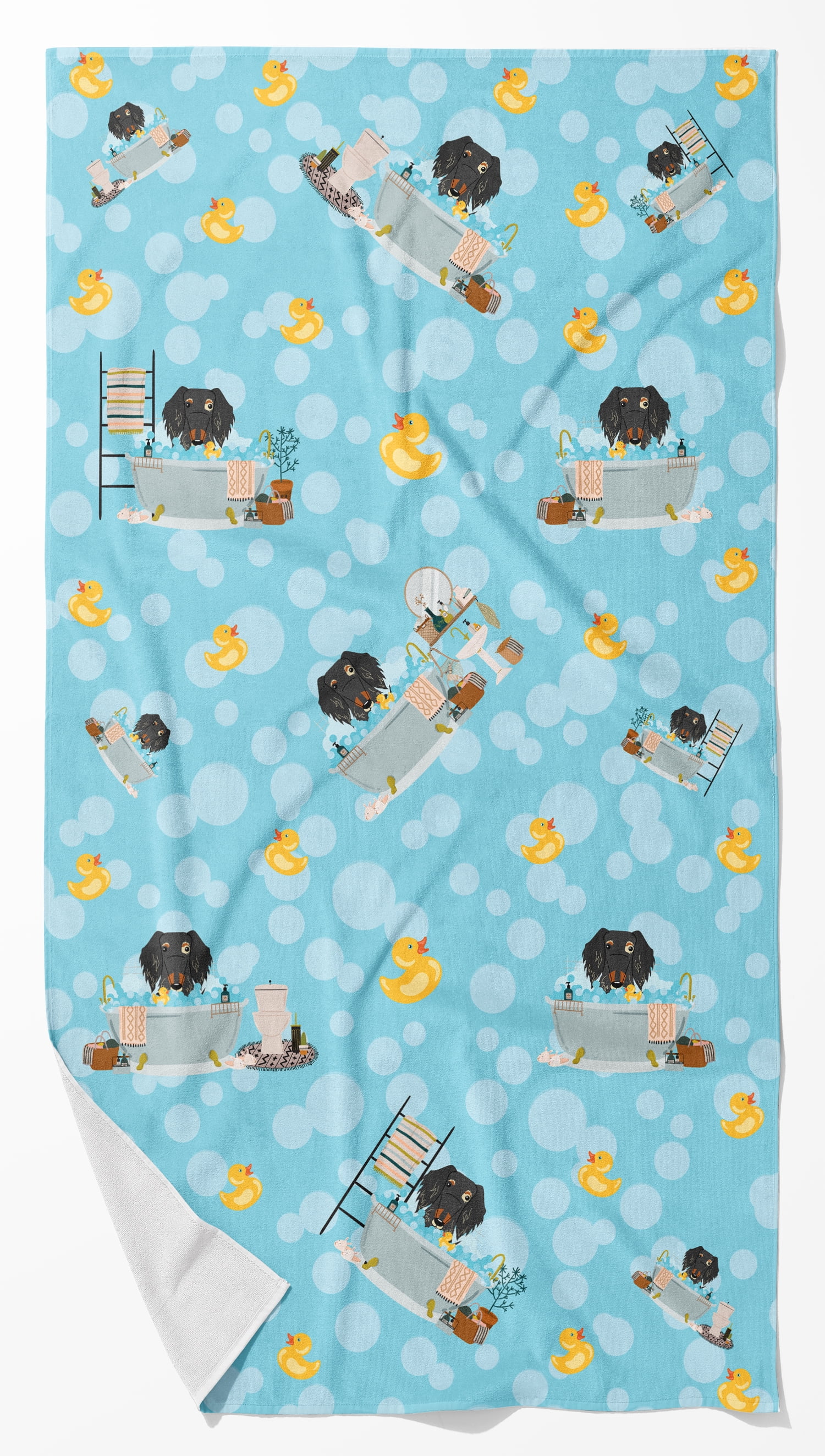 Dapple Wire Haired Dachshund in Bathtub Bath Towel Large 24 in x 42 in ...