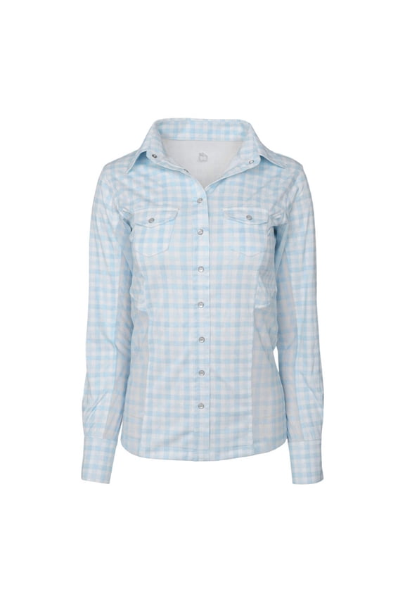 Dapplebay Gingham Button Down Western Shirt-Blue/White