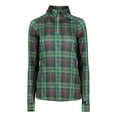 thumbnail image 1 of Dapplebay Holiday Plaid 1/4 Zip Light Riding Top - Green-XXS, 1 of 8