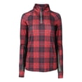 thumbnail image 1 of Dapplebay Holiday Plaid 1/4 Zip Light Riding Top - Red-XL, 1 of 7