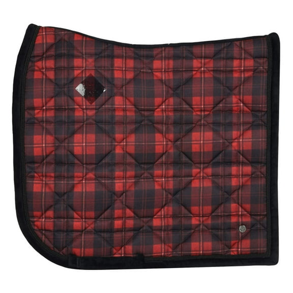 Dapplebay Holiday Plaid Dressage Saddle Pad - Red-Cob