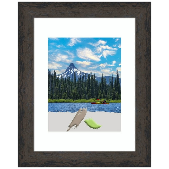 Dappled Black Brown Narrow Wood Picture Frame, Photo Frame, Art Frame