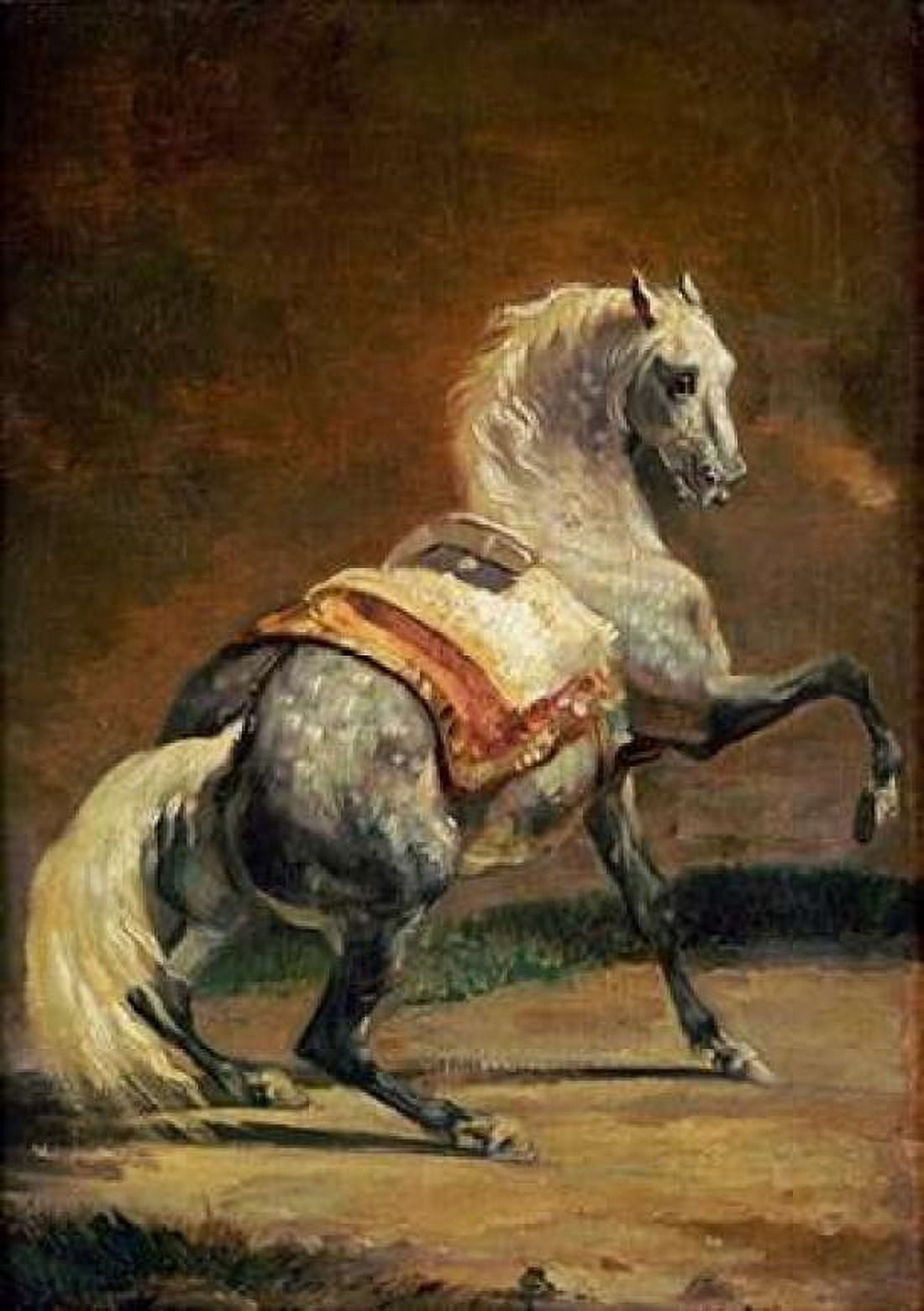 Dappled Grey Horse - Reversed Canvas Art - Theodore Gericault (20 x 28)