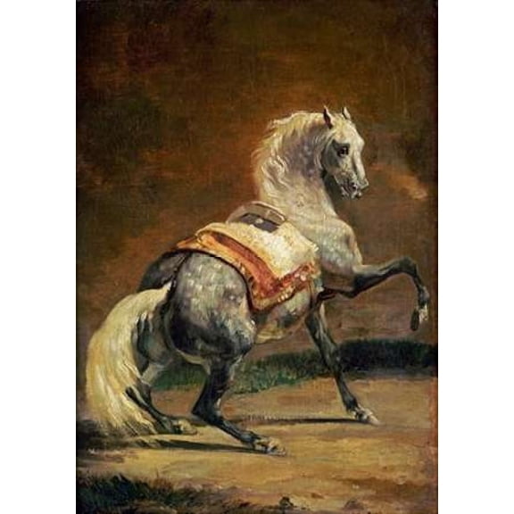 Dappled Grey Horse - Reversed Canvas Art - Theodore Gericault (20 x 28)