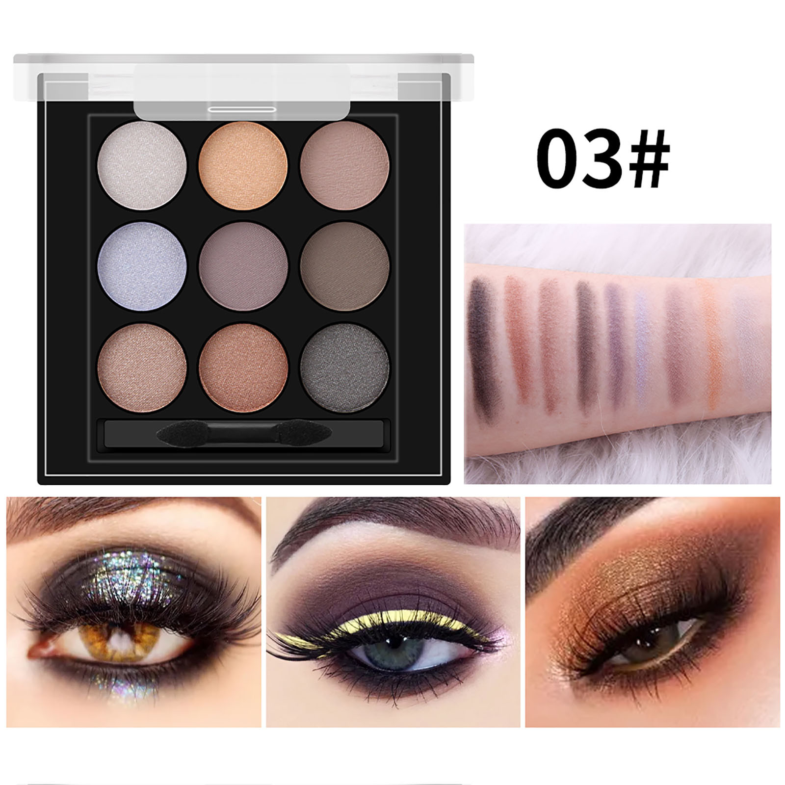 Daqian 9 Colors Long Lasting Pearly Smoky Makeup Lazy Eyeshadow Makeup