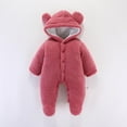 thumbnail image 1 of Daqian Baby Girl Clothes Newborn Baby Winter Girls Boys Clothes Warm Bear Ears Overall Rompers Hooded Jumpsuit Toddler Girl Clothes Wine 0-3 Months, 1 of 4