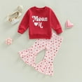 thumbnail image 1 of Daqian Baby Girl Clothes Outfit, Toddler Girls Cotton Printed Top and Ruffles Flared Pants Outfit Set, 2 Piece, Baby Girl Clothes 12 Months, Pink 6-12 Months, 1 of 4