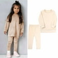 thumbnail image 1 of Daqian Baby Girls Clothes Autumn Winter Girls' Crew Neck Long Sleeve Casual Gold Silk Trousers Set Toddlers Girls Clothes Size 2T-5T Clearance, 1 of 9