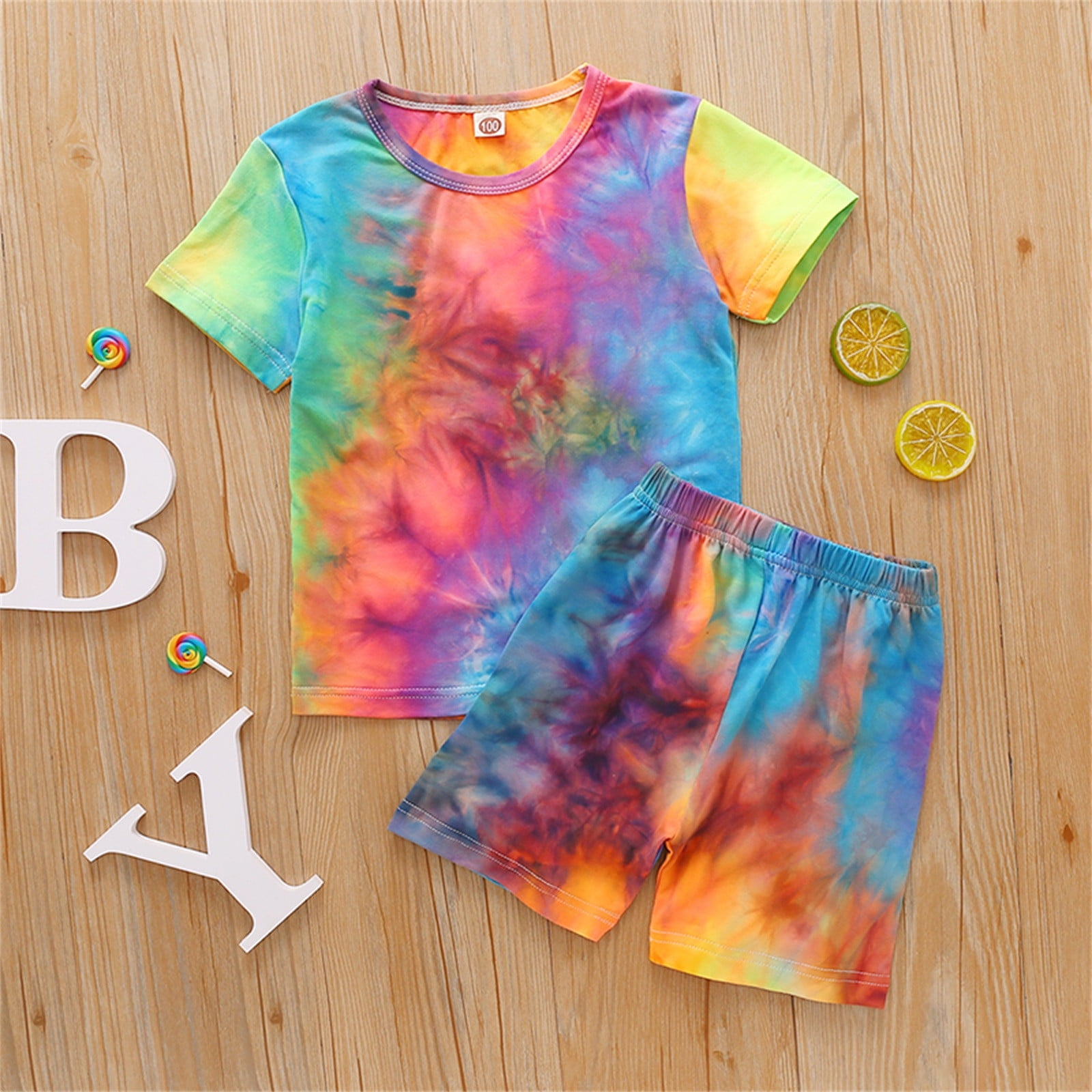 Daqian Baby Girls Clothes Toddler Kids Baby Girls Summer Cute Tiedye