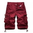 thumbnail image 1 of Daqian Big Mens Shorts Men's Casual Pure Color Outdoors Pocket Beach Work Trouser Cargo Shorts Pant Mens Shorts Red 8(XL), 1 of 3