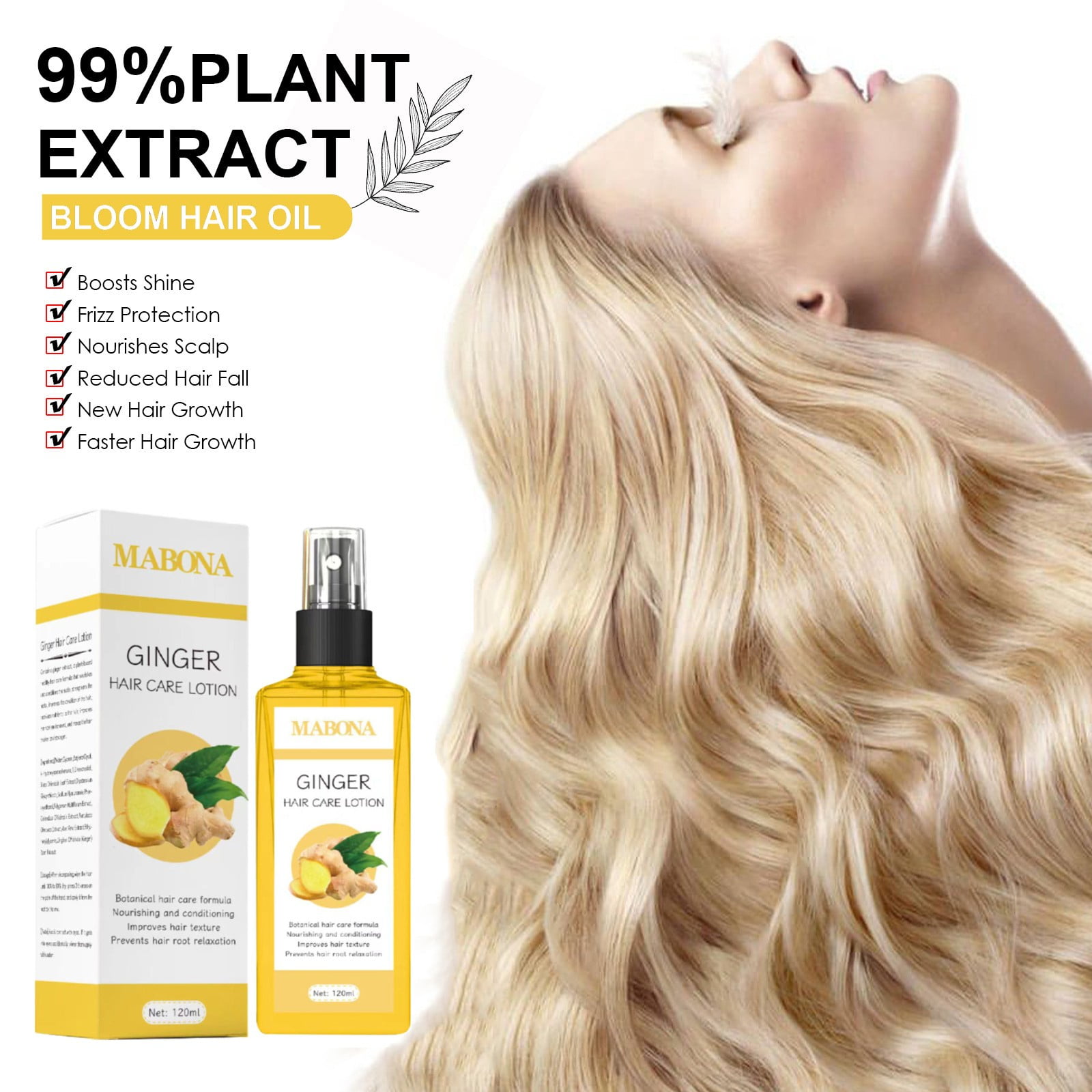 Daqian Ginger Hair Care Lotion 120ml, Repair Damaged Scalp, Nourish