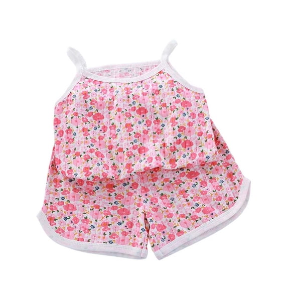 Daqian Girls Summer Sets Casual Printing Camisole + Shorts Set for 6 Months To 9 Years