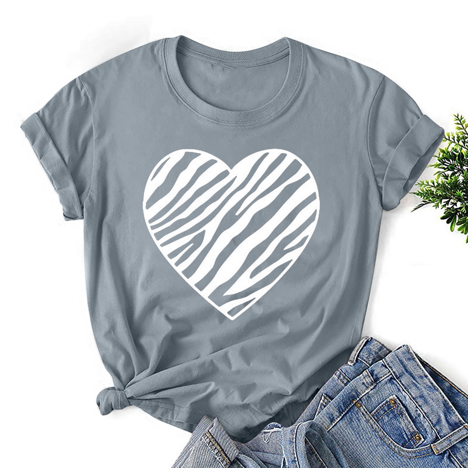 Daqian Heart Design Cute Graphic Novelty Valentines Day T shirt Womens ...