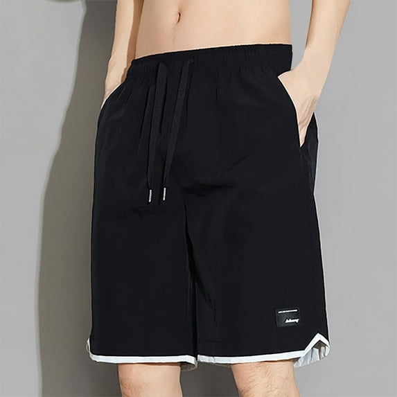 Daqian Men's Casual Daily Outdoor Beach Lightweight and Breathable Work Shorts Mens Shorts Elastic Waist Mens Exercise Shorts Big and Tall Mens Shorts Black-2 XXXXL