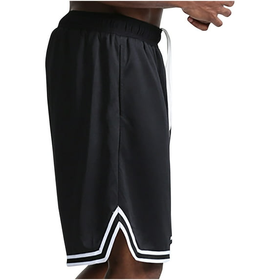 Daqian Men's Summer Leisure Quick Drying Sports Elastic Waist Solid Color Drawstring Pocket Shorts Mens Shorts Elastic Waist Mens Exercise Shorts Big and Tall Mens Shorts Clearance Black-1 XL