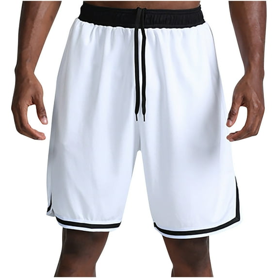 Daqian Men's Summer Leisure Quick Drying Sports Elastic Waist Solid Color Drawstring Pocket Shorts Mens Shorts Elastic Waist Mens Exercise Shorts Big and Tall Mens Shorts Clearance White M