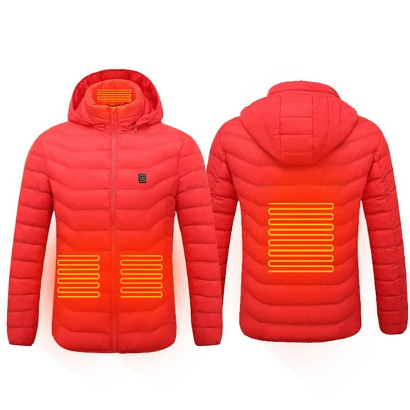 Daqian Outdoor Warm Clothing Heated for Riding Skiing Fishing Charging Via Heated Coat Red L(L)