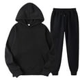 thumbnail image 1 of Daqian Pants for Women Plus Size 2PCS Outfits Men's and Women's Sports Tracksuits Long Sleeve Pullover Hoodies Sweatshirt and Sweatpants Fall Winter Suit Sweat Pants for Women Clearance Black 6(M), 1 of 5