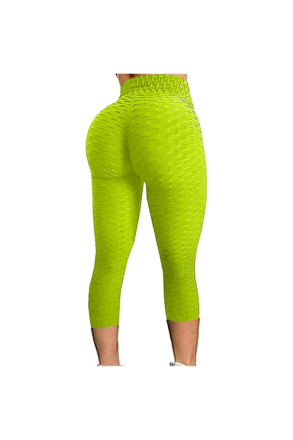 Plus Size Leggings Women's Bubble Hip Lifting Exercise Fitness Running High Waist Yoga Pants Plus Size Womens Pants Green XXL(XXL)