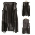 thumbnail image 1 of Daqian Plus Size Sleeveless Tops Women Winter Suede Ethnic Sleeveless Tassels Fringed Vest Cardigan Sleeveless Tops for Women Plus Size Gray S(S), 1 of 9