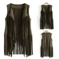 thumbnail image 1 of Daqian Plus Size Sleeveless Tops Women Winter Suede Ethnic Sleeveless Tassels Fringed Vest Cardigan Sleeveless Tops for Women Plus Size Green M(M), 1 of 9