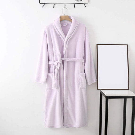 Daqian Plus Size Womens Pajamas Women's Fashion Robe Bathrobe Lengthening Keep Warm Lapel Same Style for Men and Women Long Sleeve Pajamas for Women Purple XL(XL)