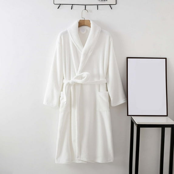 Daqian Plus Size Womens Pajamas Women's Fashion Robe Bathrobe Lengthening Keep Warm Lapel Same Style for Men and Women Long Sleeve Pajamas for Women White XL(XL)