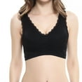 thumbnail image 1 of Daqian Sports Bras for Women Plus Size Ladies'plain color front cross side lace sports bra full cup bra Vest Tops Clearance Womens Sports Bras Black 6(L), 1 of 7
