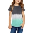 thumbnail image 1 of Daqian Summer Girls Short-sleeved Color Tie-dye Pattern Round Neck T-shirt Tops for Kid Girls Tops Girls T-Shirts Black 14-15 Years, 1 of 8