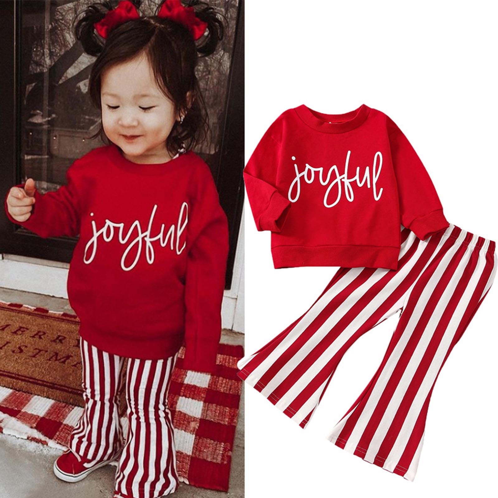 Daqian Toddler Baby Girl Christmas Outfit Long Sleeve Sweatshirt Top ...