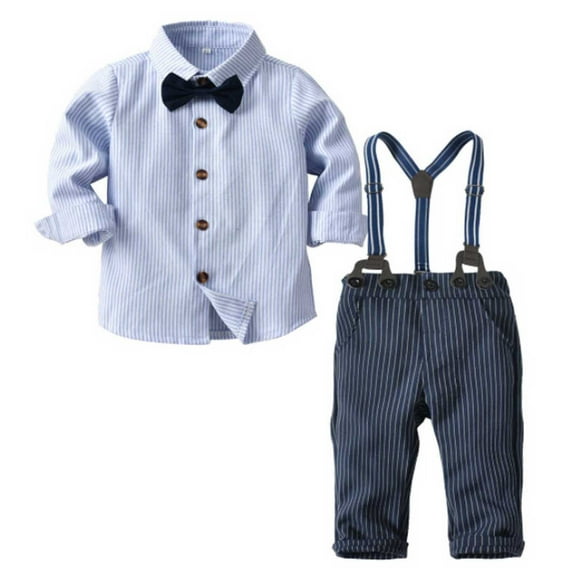 Daqian Boys Dress Shirt and Pants Outfit Set Boys Long Sleeve Suspender Trousers Set Boys Sling Gentleman Clothes formal Dress Suit Clearance Boys Clothes Toddler Boys Suit Set 2-3 Years